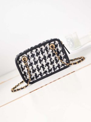 chanel small camera case lambskin viscose weaving gold tone metal white black 005 luxibags.ru .jpg
