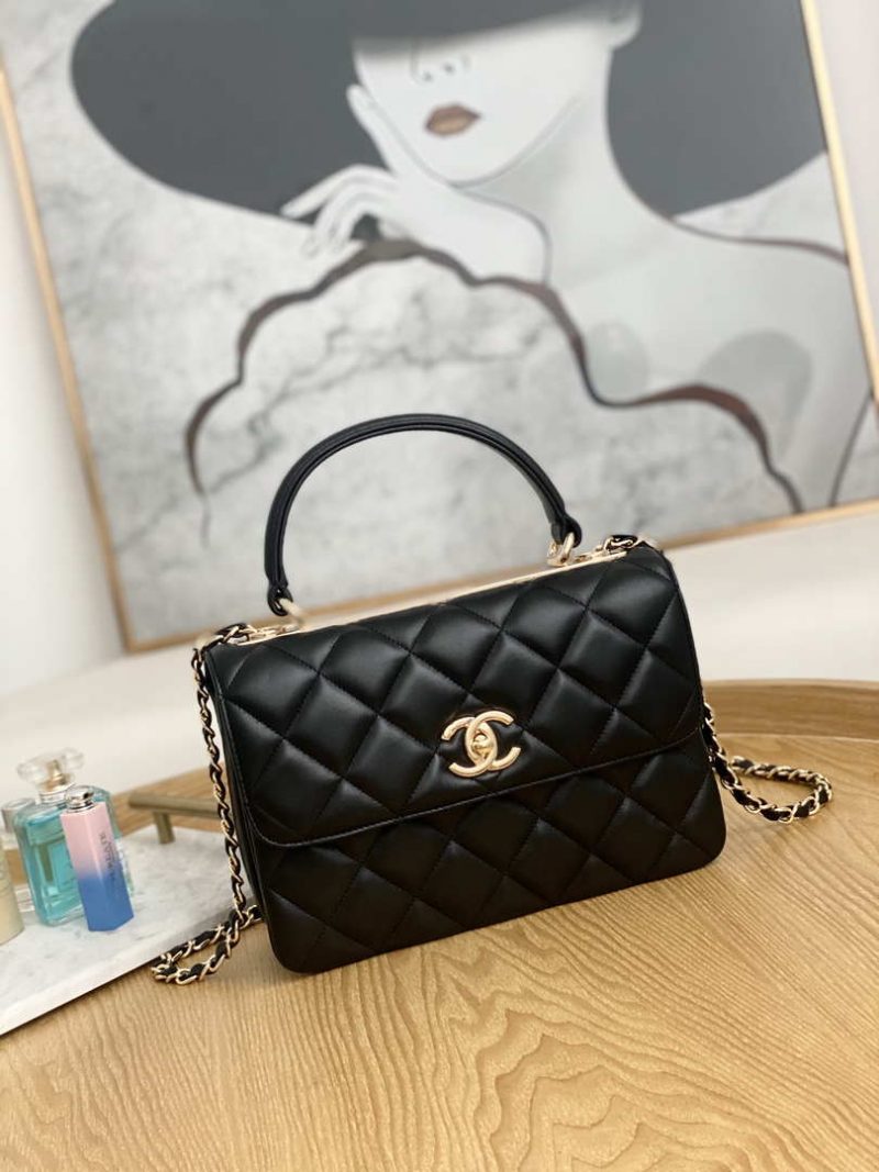 chanel small trendy cc flap bag with top handle lambskin bag a92236 black gold round 001 luxibags.ru .jpg