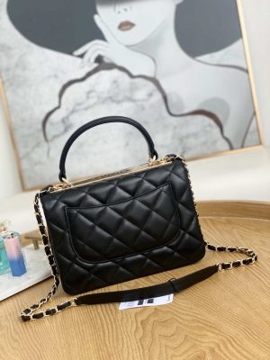 chanel small trendy cc flap bag with top handle lambskin bag a92236 black gold round 002 luxibags.ru .jpg