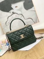 chanel small trendy cc flap bag with top handle lambskin bag a92236 dark green gold 001 luxibags.ru .jpg