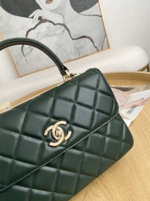chanel small trendy cc flap bag with top handle lambskin bag a92236 dark green gold 003 luxibags.ru .jpg