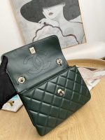 chanel small trendy cc flap bag with top handle lambskin bag a92236 dark green gold 007 luxibags.ru .jpg