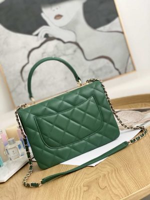 chanel small trendy cc flap bag with top handle lambskin bag a92236 green gold 002 luxibags.ru .jpg
