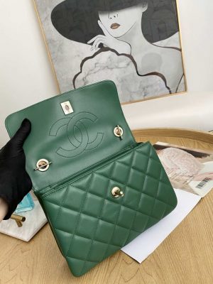 chanel small trendy cc flap bag with top handle lambskin bag a92236 green gold 006 luxibags.ru .jpg