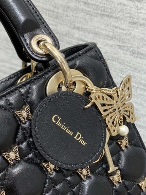 dior m0531 small lady dior bag black cannage lambskin with gold finish butterfly studs 04 luxibags.ru .jpg