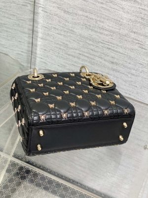dior m0531 small lady dior bag black cannage lambskin with gold finish butterfly studs 07 luxibags.ru .jpg
