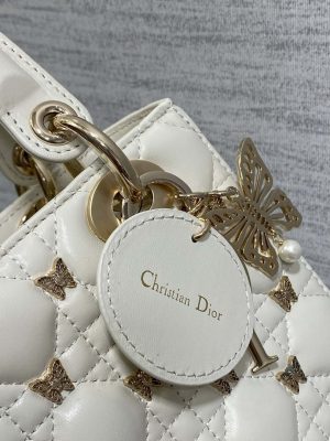 dior m0531 small lady dior bag white cannage lambskin with gold finish butterfly studs 04 luxibags.ru .jpg