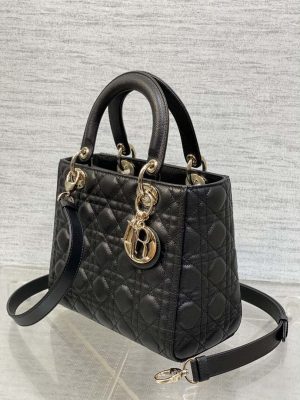 dior m0565 medium lady dior bag black grained cannage calfskin gold 02 luxibags.ru .jpg