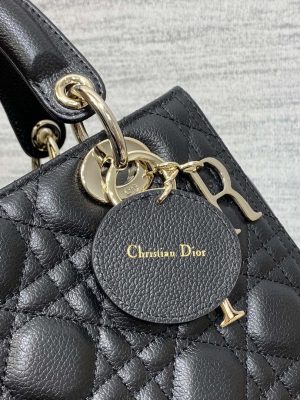 dior m0565 medium lady dior bag black grained cannage calfskin gold 04 luxibags.ru .jpg