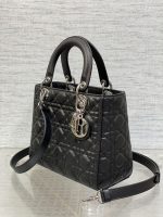 dior m0565 medium lady dior bag black grained cannage calfskin silver 02 luxibags.ru .jpg
