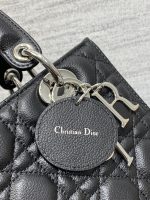 dior m0565 medium lady dior bag black grained cannage calfskin silver 04 luxibags.ru .jpg