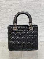 dior m0565 medium lady dior bag black grained cannage calfskin silver 06 luxibags.ru .jpg