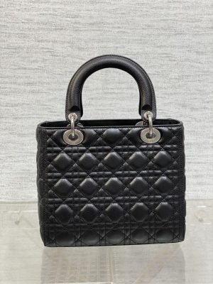 dior m0565 medium lady dior bag black grained cannage calfskin silver 06 luxibags.ru .jpg
