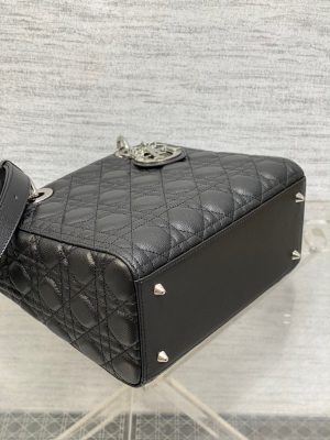 dior m0565 medium lady dior bag black grained cannage calfskin silver 07 luxibags.ru .jpg