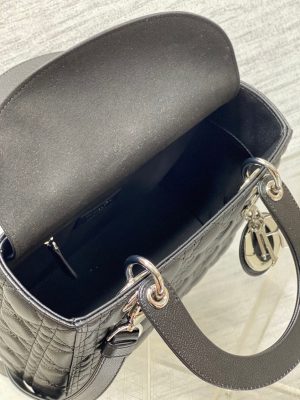 dior m0565 medium lady dior bag black grained cannage calfskin silver 08 luxibags.ru .jpg