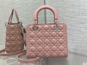 dior m0565 medium lady dior bag blush cannage lambskin silver 05 luxibags.ru .jpg