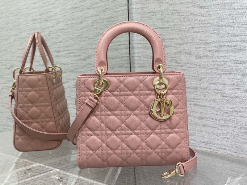 dior m0565 medium lady dior bag pink grained cannage calfskin gold 01 luxibags.ru .jpg