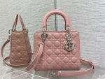 dior m0565 medium lady dior bag pink grained cannage calfskin silver 01 luxibags.ru .jpg