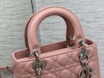 dior m0565 medium lady dior bag pink grained cannage calfskin silver 02 luxibags.ru .jpg