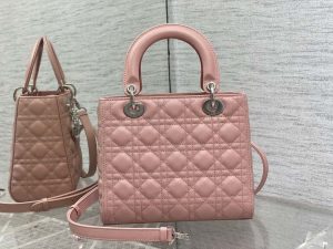 dior m0565 medium lady dior bag pink grained cannage calfskin silver 06 luxibags.ru .jpg