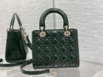 dior m0565 medium lady dior patent cannage calfskin bag dark green 05 luxibags.ru .jpg