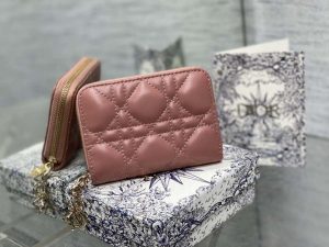 dior s0011 lady dior zipper card holder medium pink cannage lambskin 02 luxibags.ru .jpg