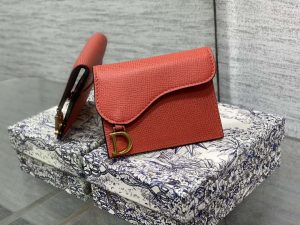 dior s5611 saddle flap card holder orange grained calfskin 01 luxibags.ru .jpg