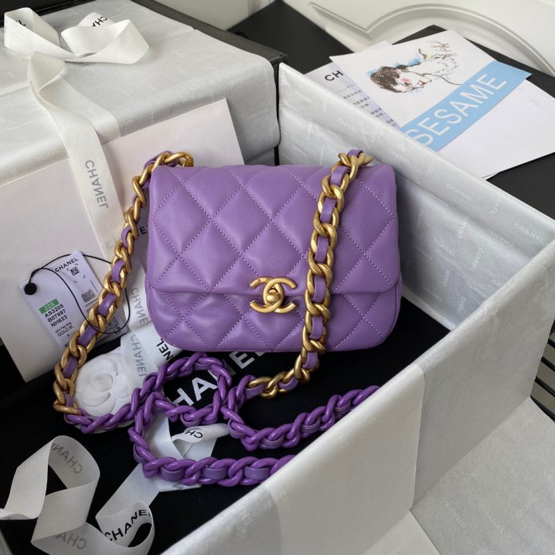 hanel as3205 mini flap bag lambskin gold tone metal purple 01 luxibags.ru .jpg