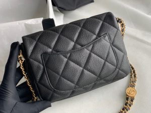 hanel as3369 small flap bag shiny calfskin gold tone metal black 05 luxibags.ru .jpg