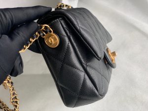 hanel as3369 small flap bag shiny calfskin gold tone metal black 06 luxibags.ru .jpg