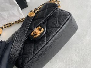 hanel as3369 small flap bag shiny calfskin gold tone metal black 07 luxibags.ru .jpg