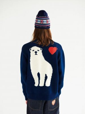 human made navy sweater white bear 2