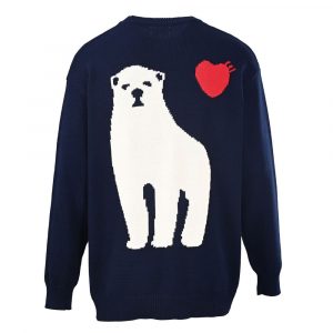 human made navy sweater white bear